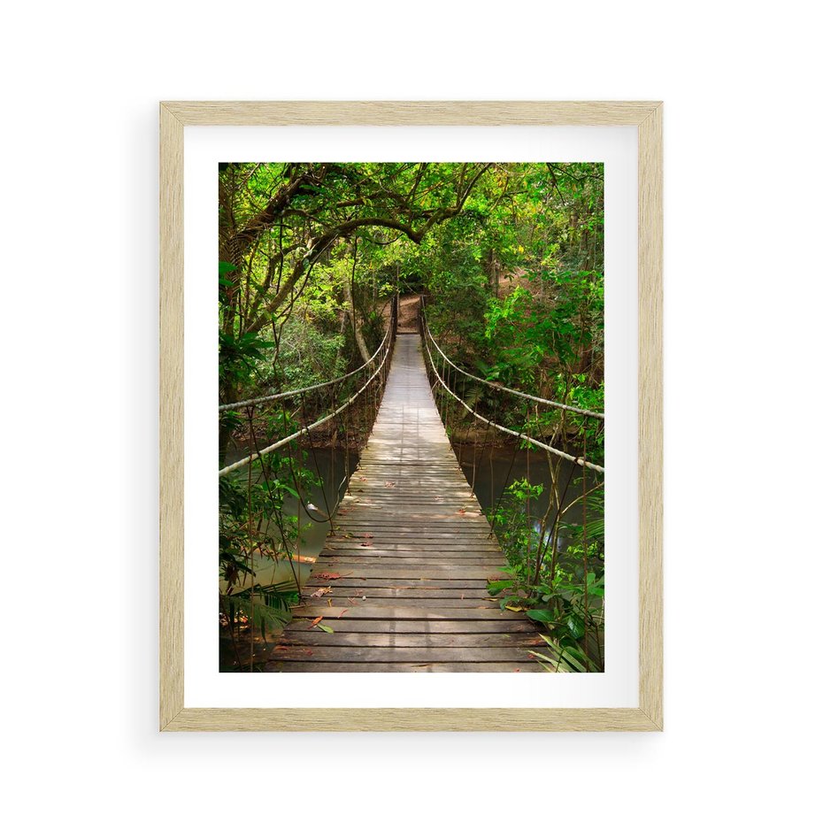 Plakat w ramie 40x50 - Przez Dżunglę - most, linowy - rama drewno