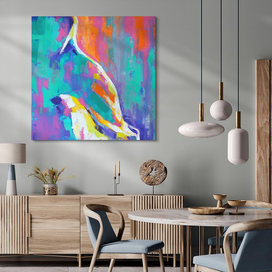 Obraz na płótnie 60x60 - Olejne Wibrujące Emocje - abstrakcyjny obraz, różne kolorowe maźnięcia pędzla