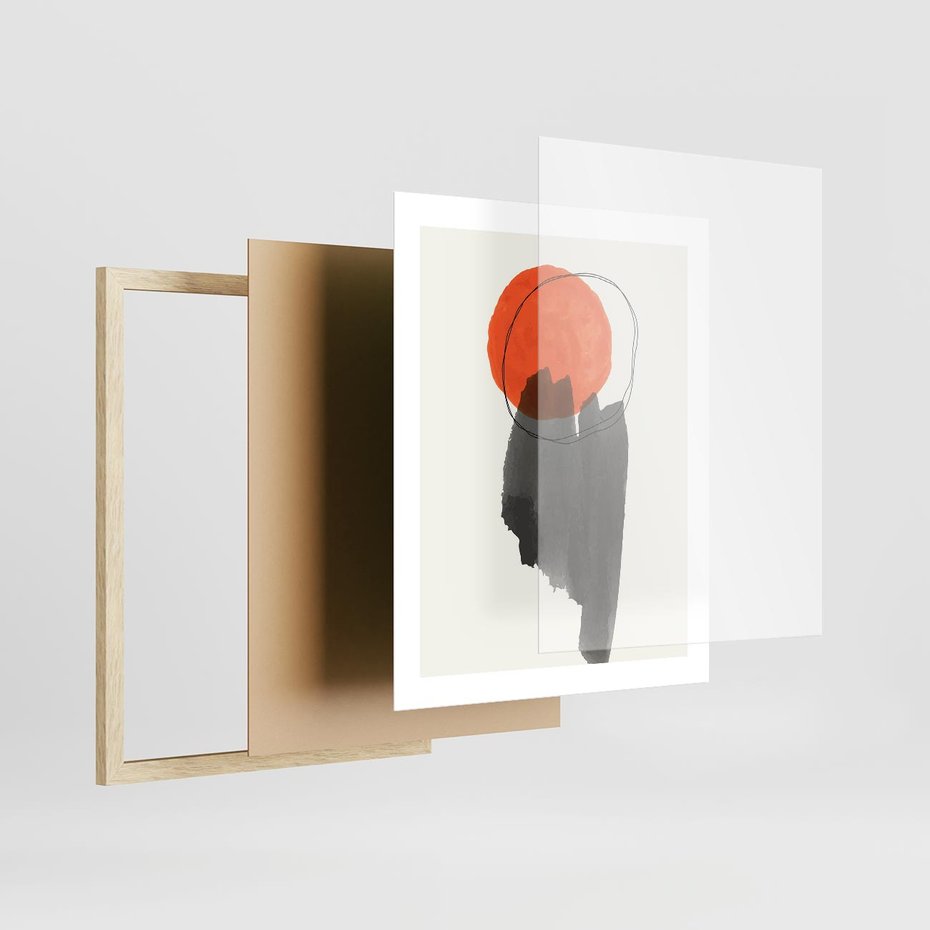 Plakat w ramie 40x50 - Księga Form - abstrakcyjne nieregularne plamy, czarny - rama drewno