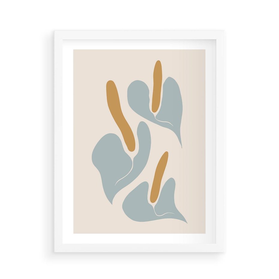 Plakat w ramie 50x70 - Kwiaty Pasteli - kwiaty, nowoczesne i minimalistyczne - rama biała