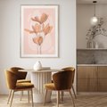 Plakat w ramie 30x40 - Przenikające Kształty - minimalistyczny plakat, pudrowe kwiaty - rama drewno