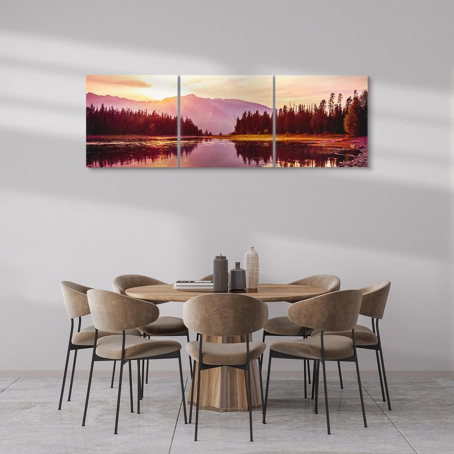 Obraz na płótnie 120x40 - Harmonia natury - góry, jezioro