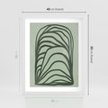 Plakat w ramie 40x50 - Zielonkawy Uścisk Natury - abstrakcyjny zielony motyw, skandynawski design - rama biała