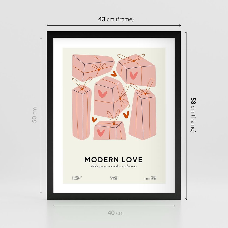 Plakat w ramie 40x50 - Nowoczesna Miłość - nowoczesna grafika, pastelowe kolory - rama czarna