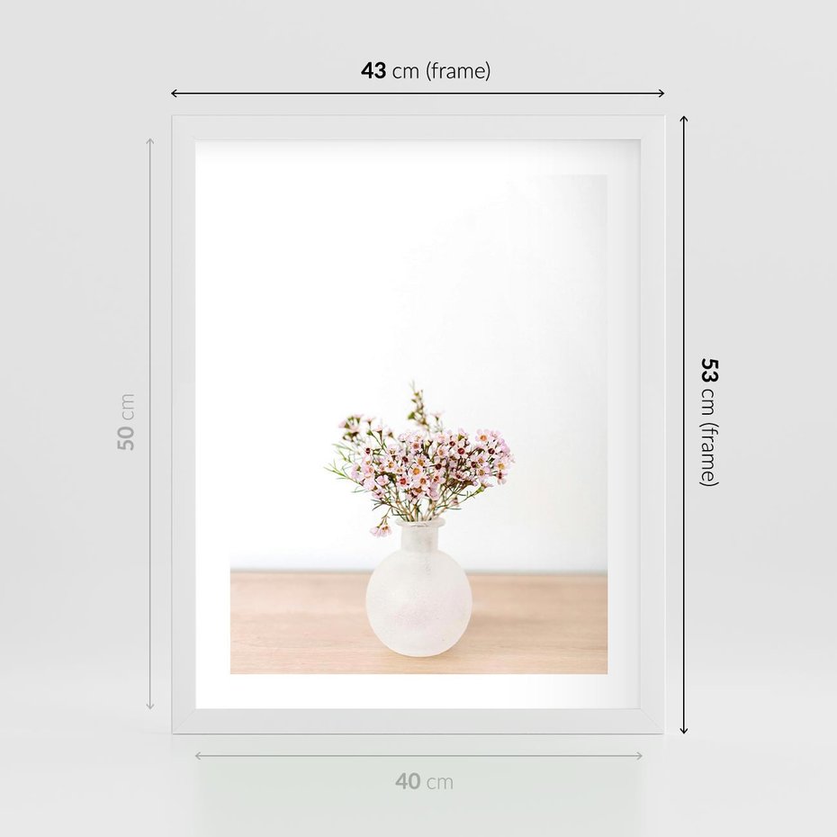 Plakat w ramie 40x50 - Kwiaty w Minimalistycznym Wazonie - kwiaty, wazon - rama biała