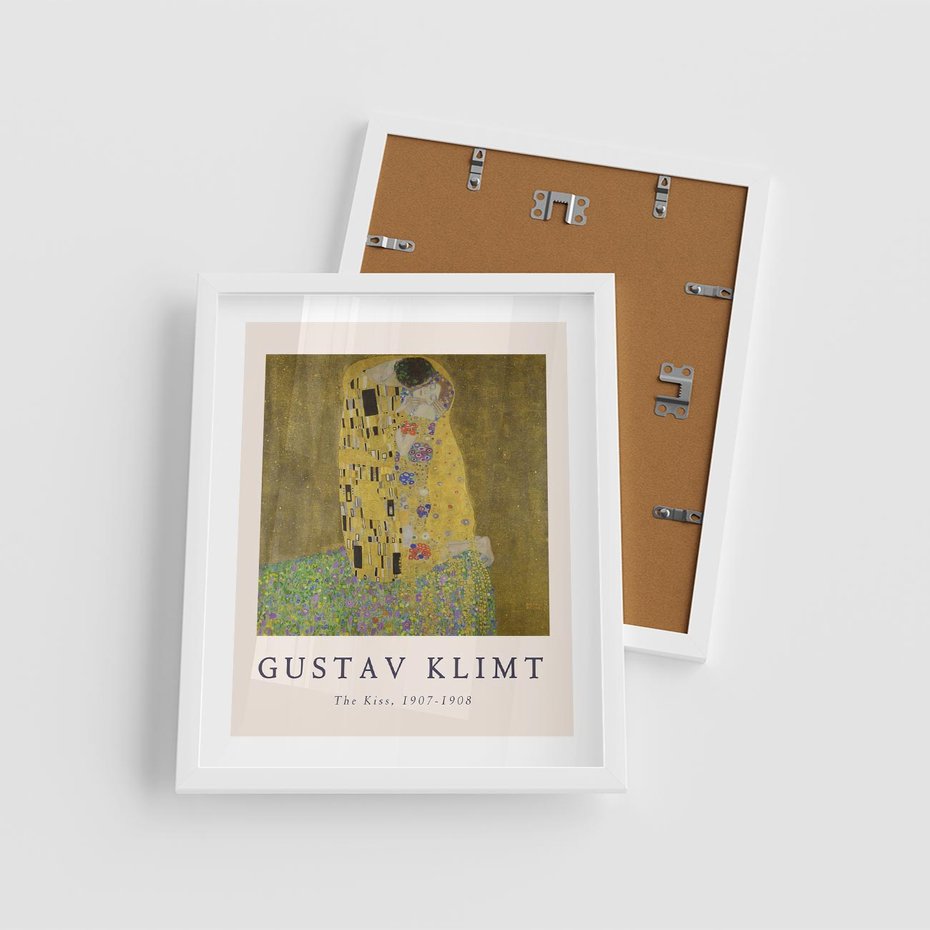 Plakat w ramie 40x50 - Sztuka Klimta - gustav klimt, pocałunek - rama biała