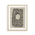 Plakat w ramie 30x40 - Zaklęte Wnętrza - boho plakat, czarne kropki kreski - rama drewno
