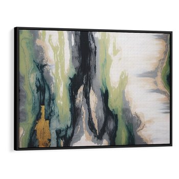 Obraz w ramie 70x50 - Sfumowane zmysły artysty - rozmyte kolory, zieleń - rama czarna