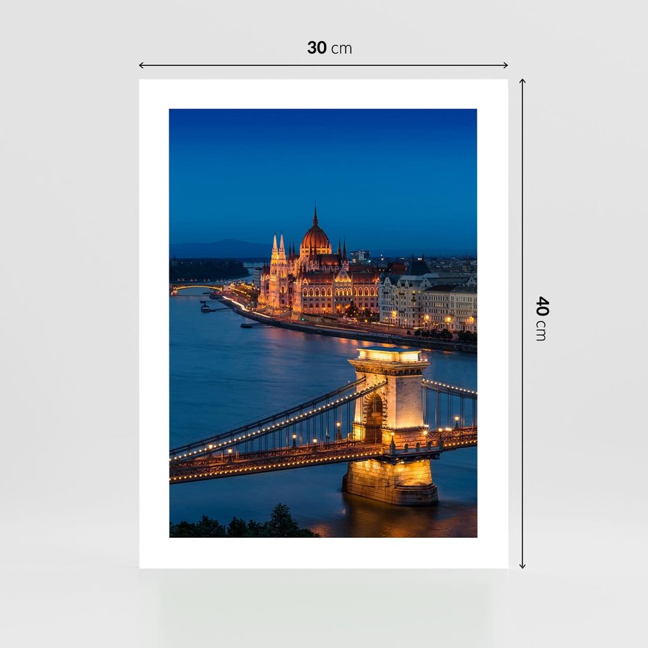 Plakat bez ramy 30x40 - Mostowe miasto nocą - miasto, most