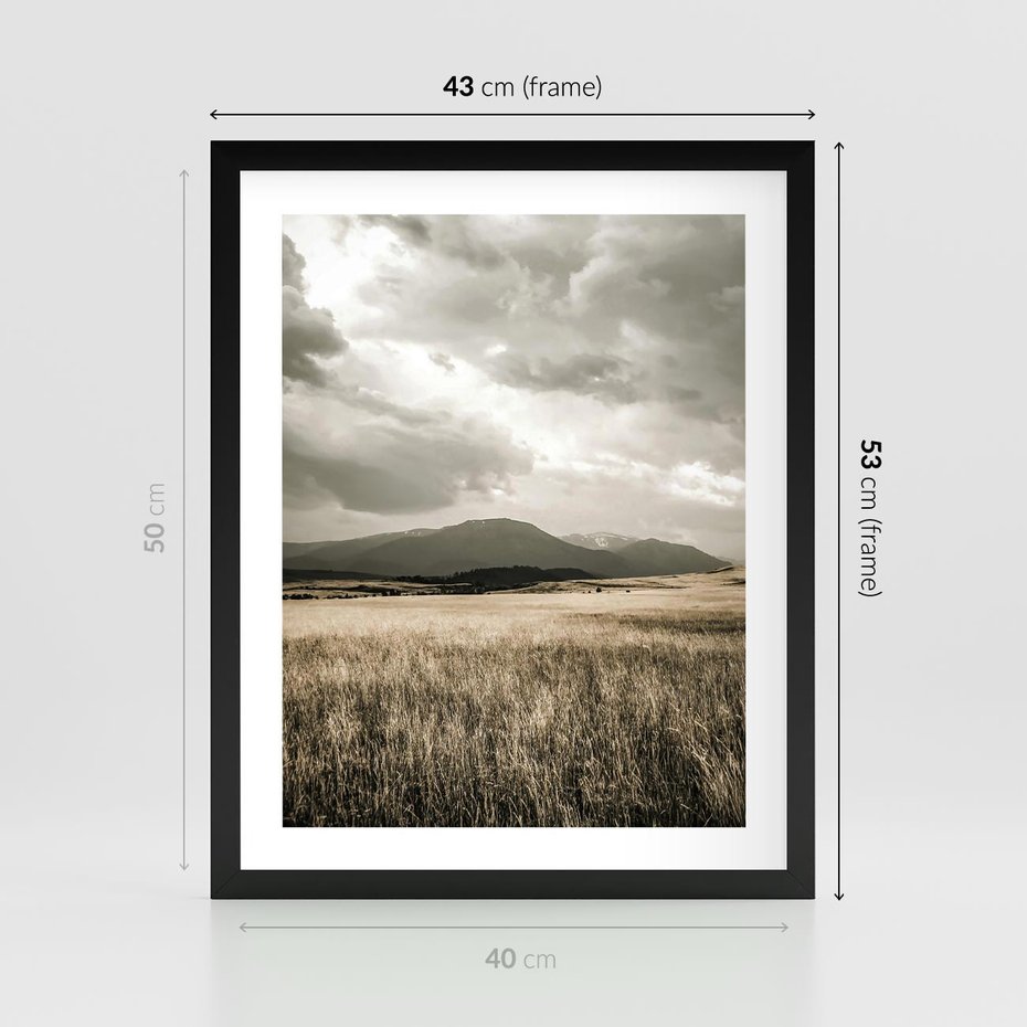 Plakat w ramie 40x50 - Nostalgiczny Krajobraz - pole, krajobraz - rama czarna