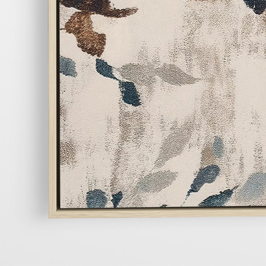 Obraz w ramie 100x70 - Refleksje liściowych barw - abstrakcyjne kształty, przypominają liście - rama drewno