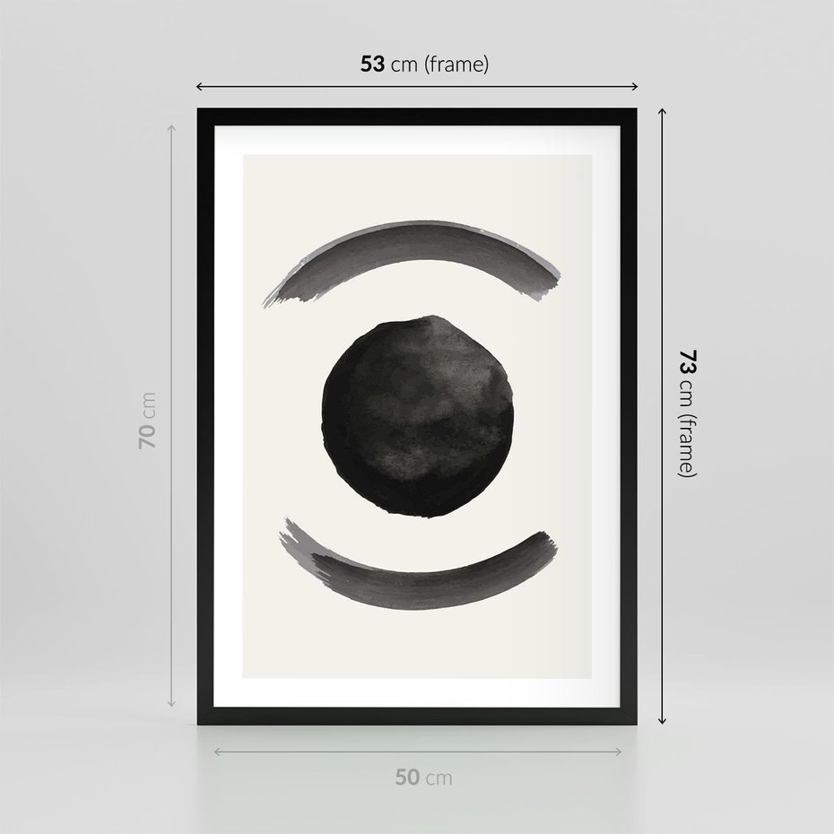 Plakat w ramie 50x70 - Bezczasowe Echo - abstrakcyjne plamy okręgi, akwarelowe - rama czarna