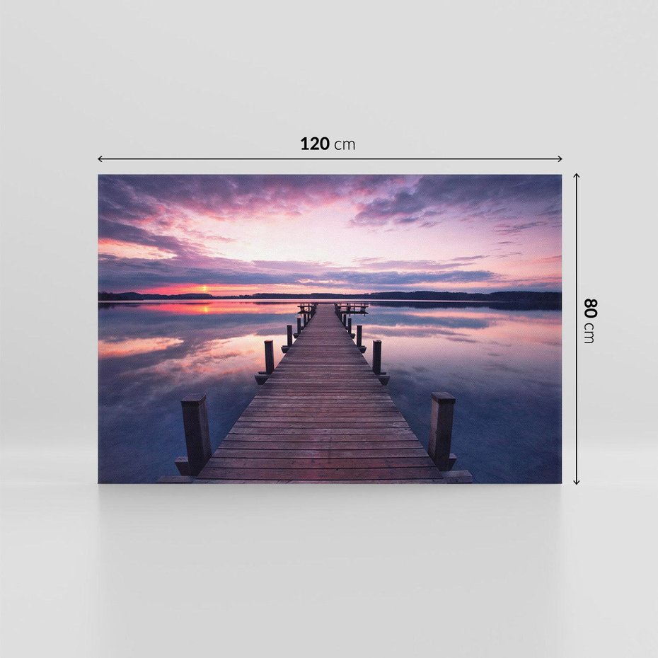 Obraz na płótnie 120x80 - spotkanie przy molo - jezioro, molo