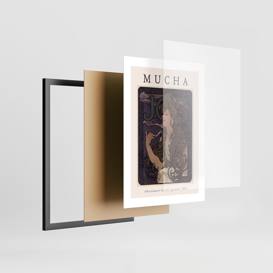 Plakat w ramie 30x40 - Reprodukcja A.Mucha - Mucha, plakat z reprodukcją - rama czarna