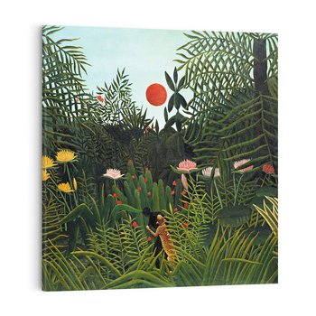 Obraz na płótnie 40x40 - "Virgin Forest with Sunset " (1910) Henriego Rousseau - reprodukcja, obraz na płótnie