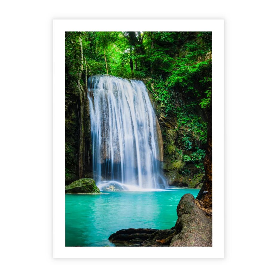 Plakat bez ramy 21x30 - : Moc Natury - wodospad, rzeka