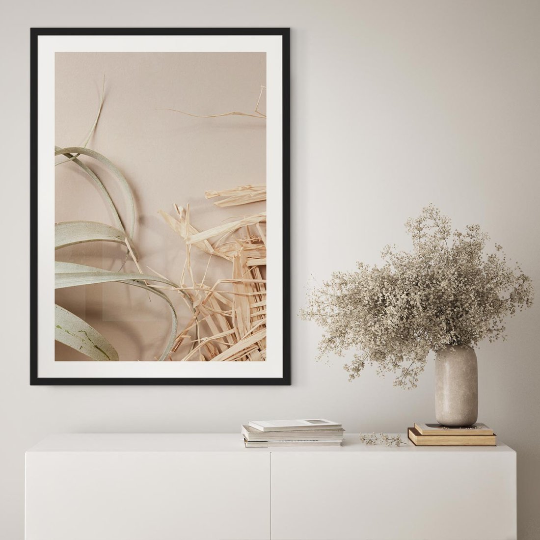 Plakat w ramie 40x50 - Boho urok suchych liści - suche, liście - rama czarna