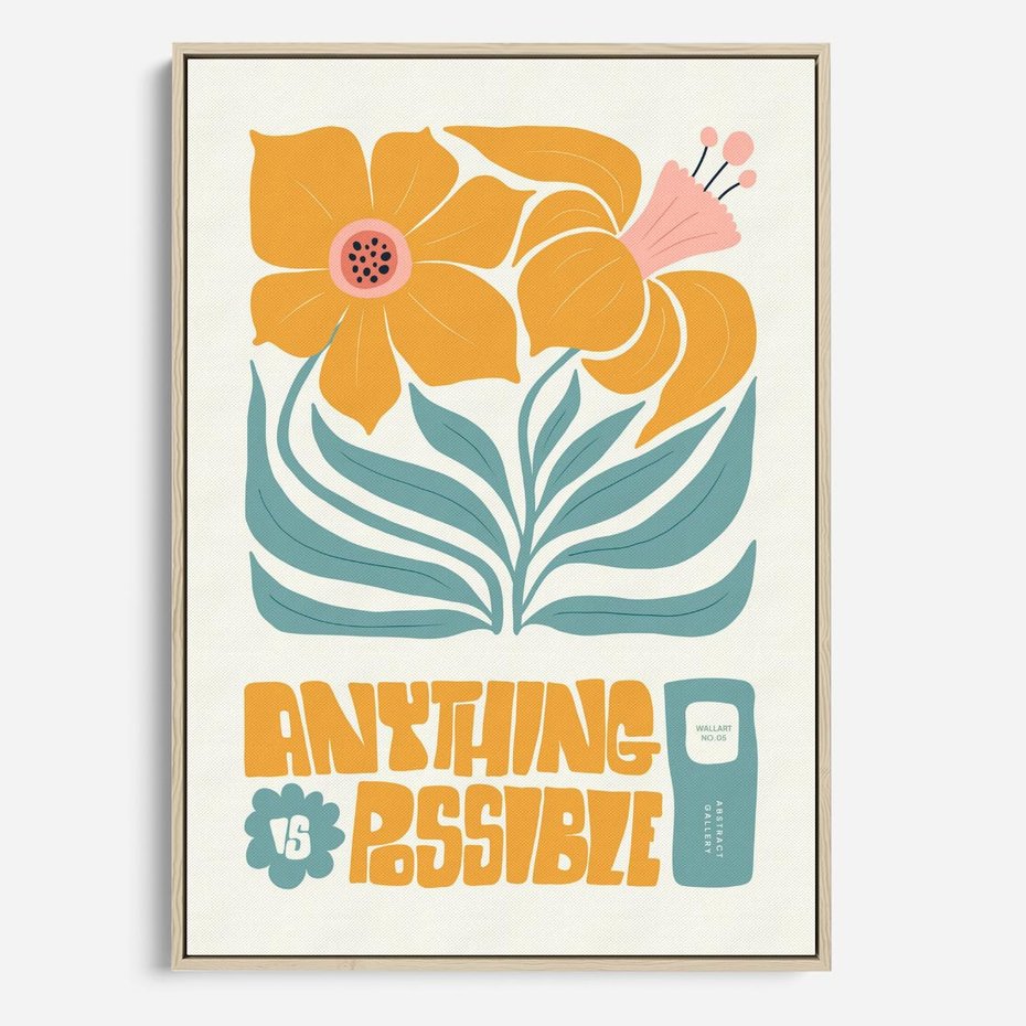 Obraz w ramie 80x120 - Kolorowa Harmonia - sztuka nowoczesna, pastelowe kwiaty - rama drewno