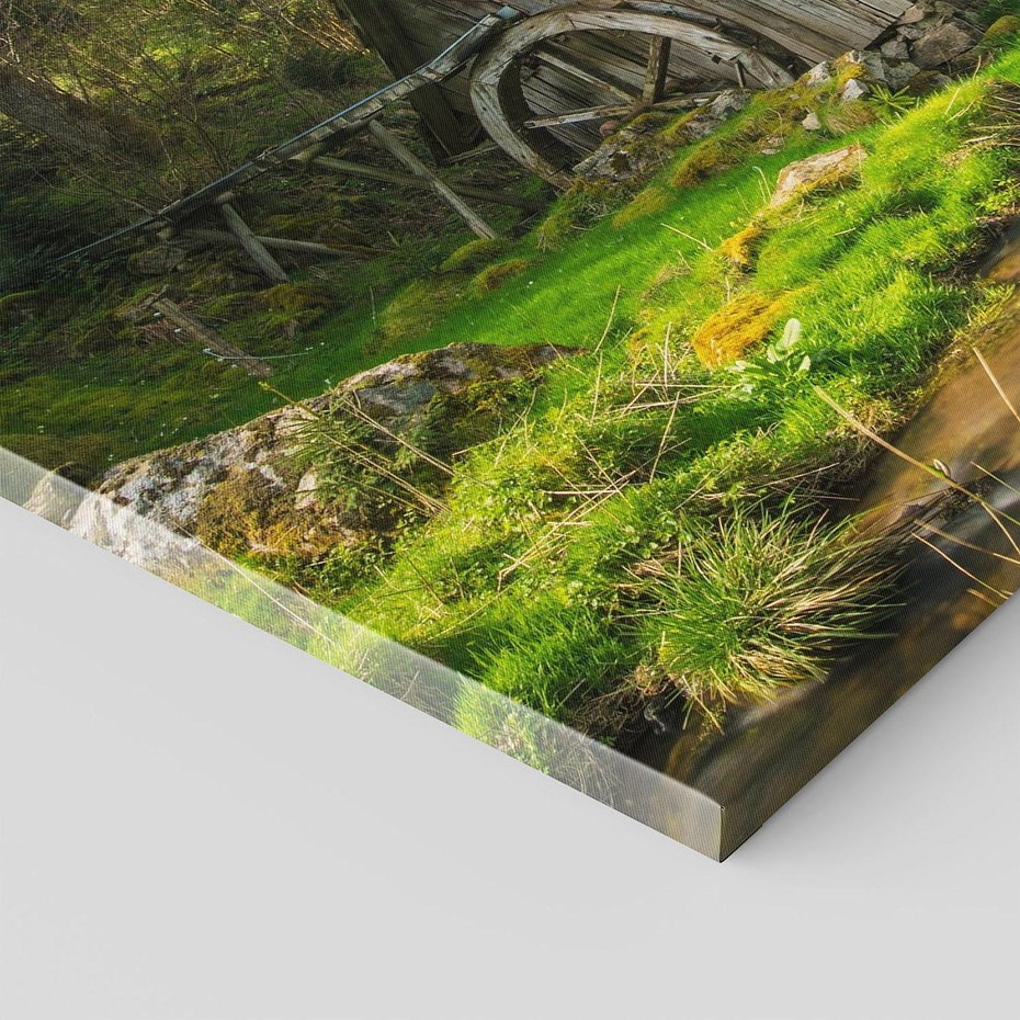 Obraz na płótnie 100x70 - Urok górskiego domku nad strumykiem - domek, góry