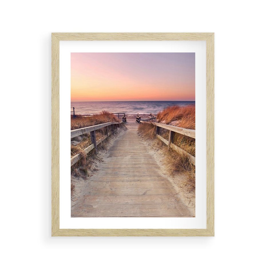 Plakat w ramie 40x50 - Spacer Wśród Przyboju - dróżka, morze - rama drewno