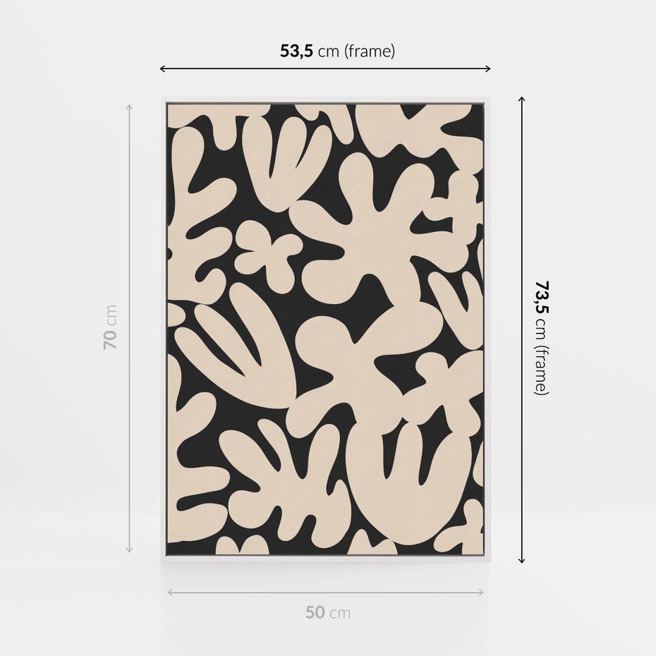 Obraz w ramie 50x70 - Księga Ukrytych Widoków - abstrakcyjne czarno białe formy, minimalizm - rama biała