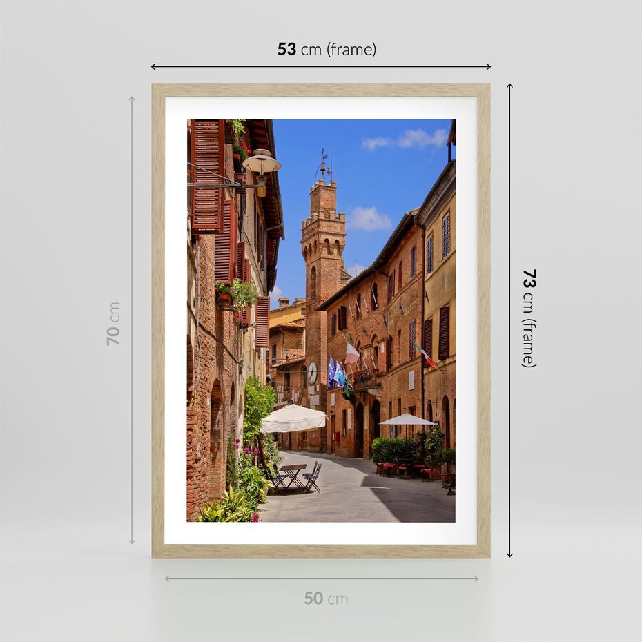 Plakat w ramie 50x70 - Urok włoskich uliczek - włoskie, uliczki - rama drewno
