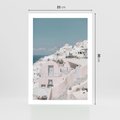 Plakat bez ramy 21x30 - Śródziemnomorski Urok - zdjęcie Santorini, białe budynki