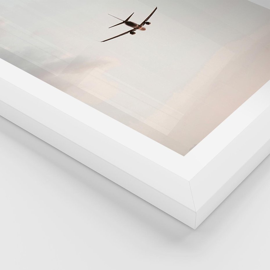 Plakat w ramie 30x40 - W Powietrzu: Samolot na Niebie - samolot w przestworzach, samolot na niebie - rama biała