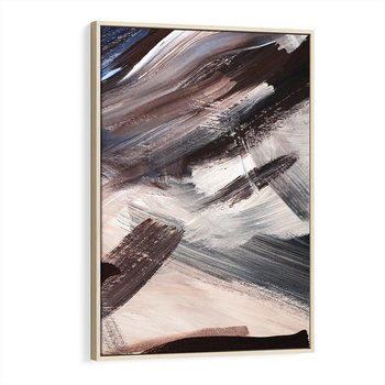 Obraz w ramie 80x120 - Eksploracja Dramaturgii - abstrakcyjny chaos, chatyczne maźnięcia pędzla - rama drewno