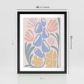 Plakat w ramie 40x50 - Minimalistycznie i Pastelowo - pastelowe kwiaty, na beżowym tle - rama czarna