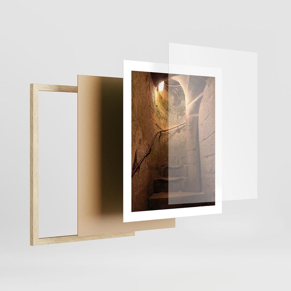 Plakat w ramie 40x50 - Perspektywa uliczki - uliczka, perspektywa - rama drewno