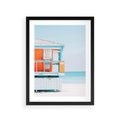 Plakat w ramie 30x40 - Letnia Idylla - plaża, domek na plaży - rama czarna