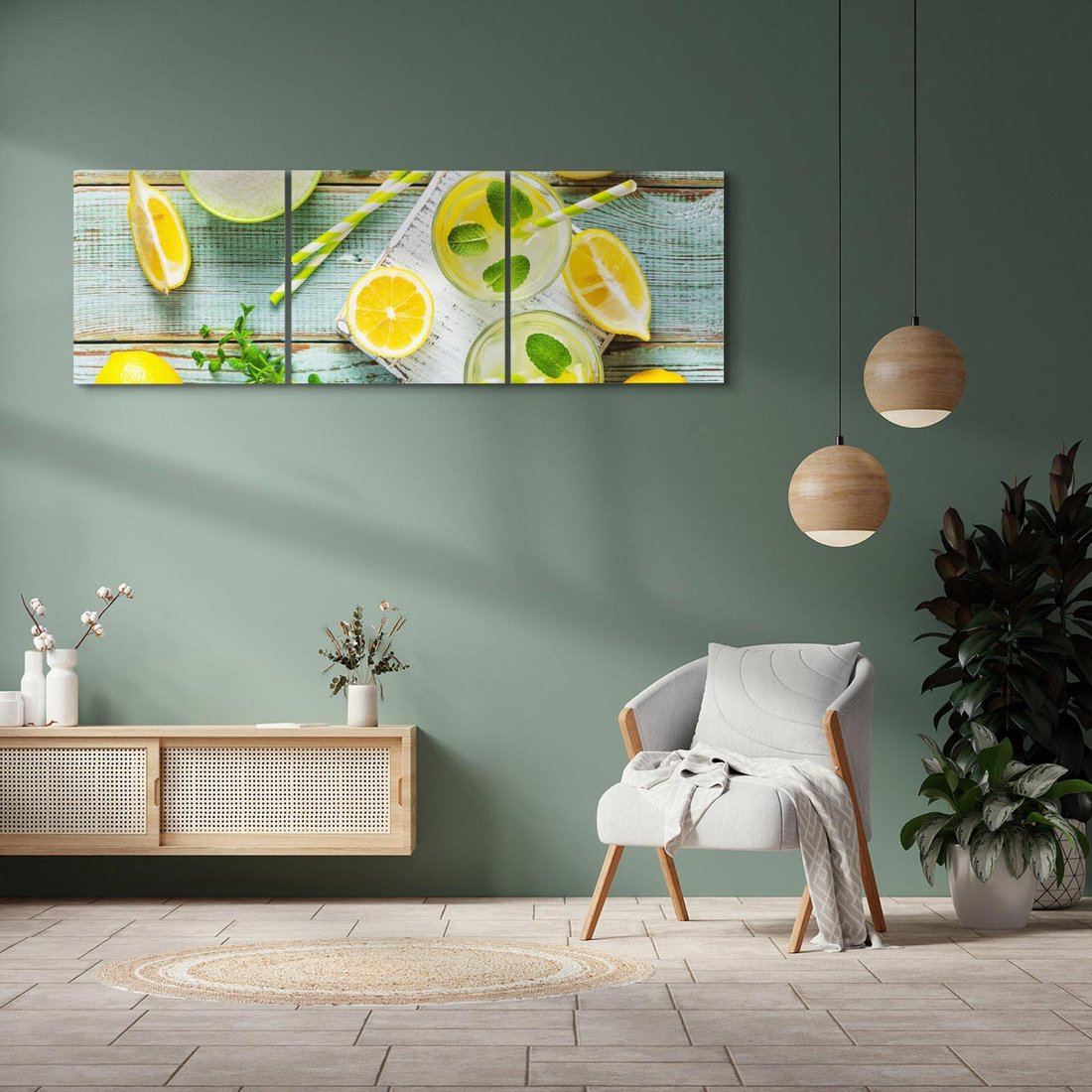 Obraz na płótnie 150x50 - Cytrynowe Orzeźwienie - cytryny, lemoniada