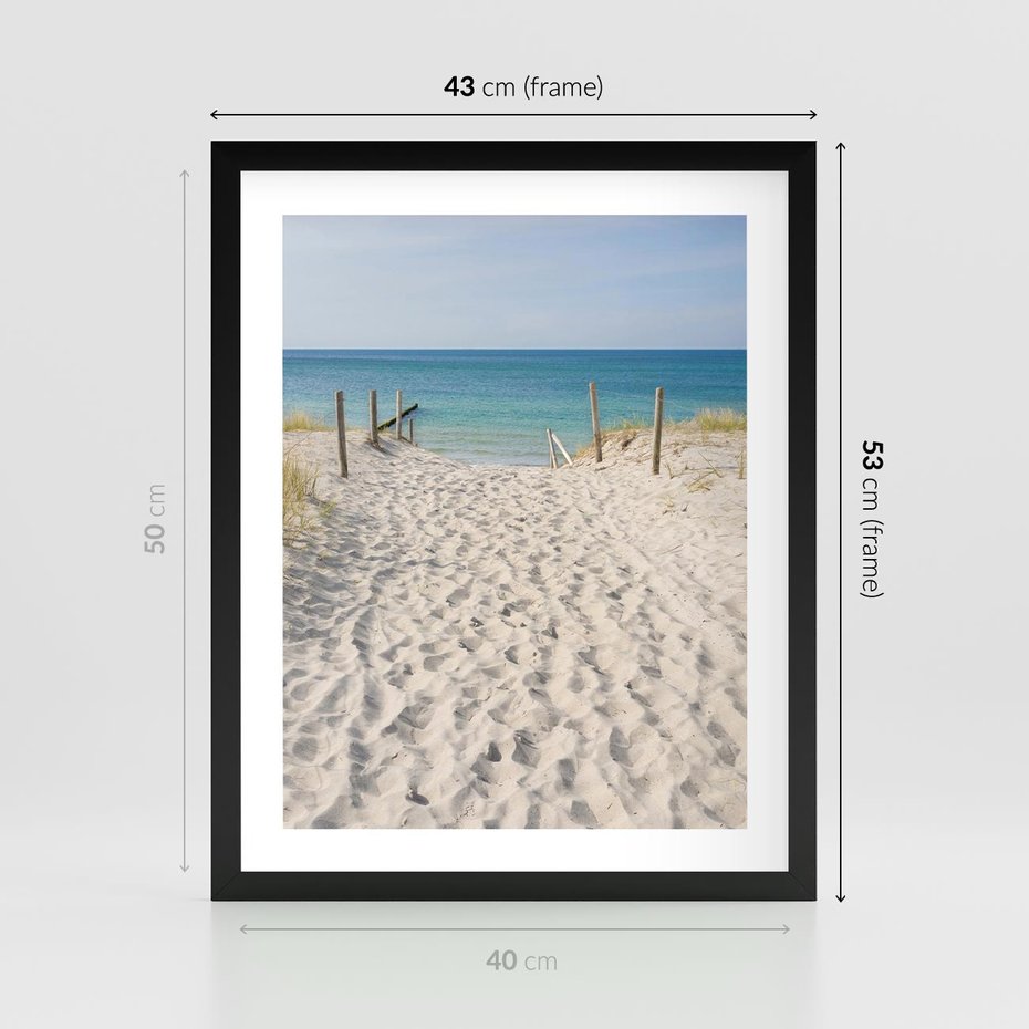 Plakat w ramie 40x50 - Harmonia plażowego morza - plaża, morze - rama czarna