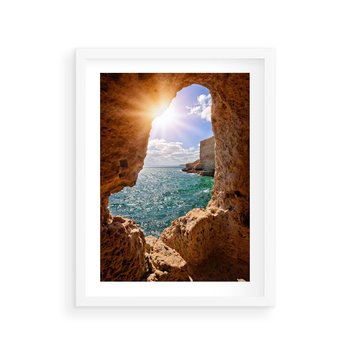Plakat w ramie 40x50 - Potęga Natury - morze, klify - rama biała