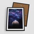 Plakat w ramie 50x70 - Kosmos - Ziemia i Księżyc - kosmos, ziemia - rama czarna