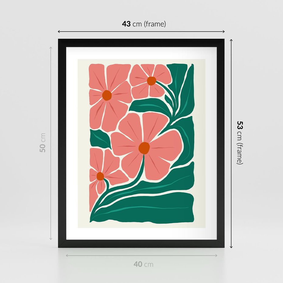 Plakat w ramie 40x50 - Energiczne Opowieści - kwiaty, sztuka nowoczesna - rama czarna