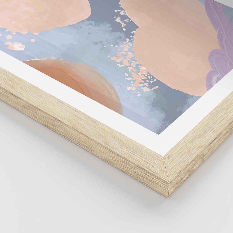 Plakat w ramie 30x40 - Przenikanie Niecodziennych Form - abstrakcyjne akwarelowe plamy, pastele - rama drewno