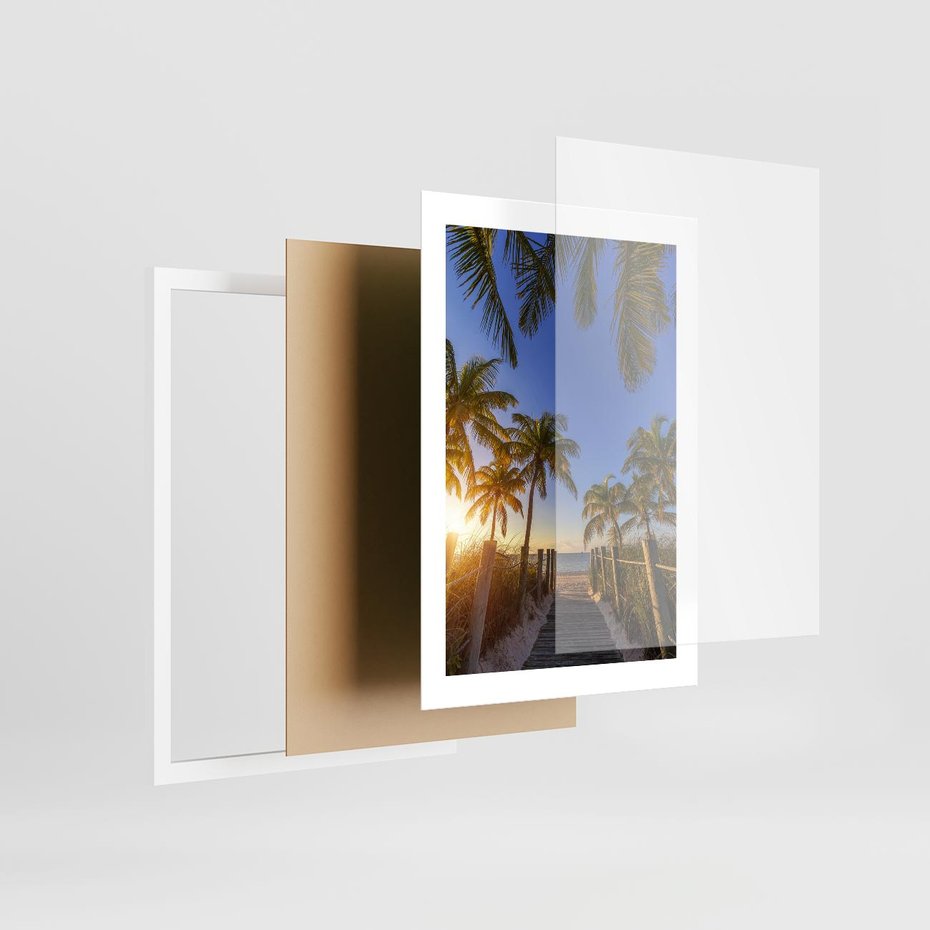 Plakat w ramie 30x40 - Rajskie palmy w tropikalnym raju - palmy, tropiki - rama biała