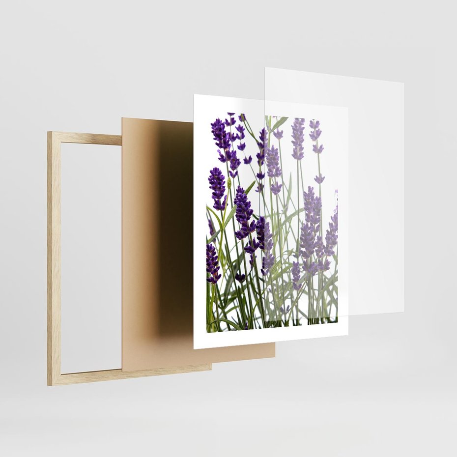 Plakat w ramie 40x50 - Fioletowa harmonia lawendy - lawenda, fiolet - rama drewno
