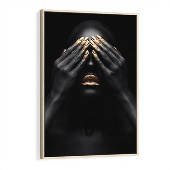 Obraz w ramie 80x120 - Złote Usta wyjątkowa subtelność - złote usta, złote palce - rama drewno