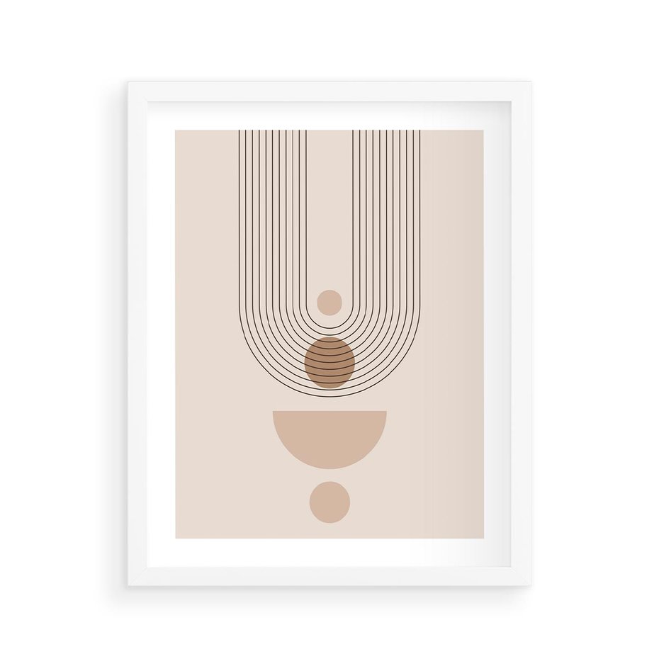 Plakat w ramie 40x50 - Strukturalne Kształty Postępu - boho plakat, minimalizm - rama biała