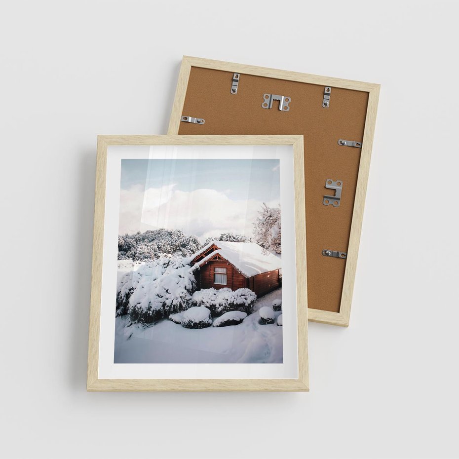 Plakat w ramie 40x50 - Zimowa Idylla w Górach - zima w górach, ośnieżone góry - rama drewno