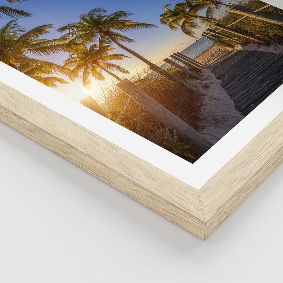 Plakat w ramie 50x70 - Rajskie palmy w tropikalnym raju - palmy, tropiki - rama drewno