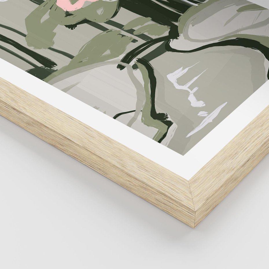 Plakat w ramie 40x50 - Leśny Zakątek - pastelowy krajobraz, nowoczesny plakat - rama drewno