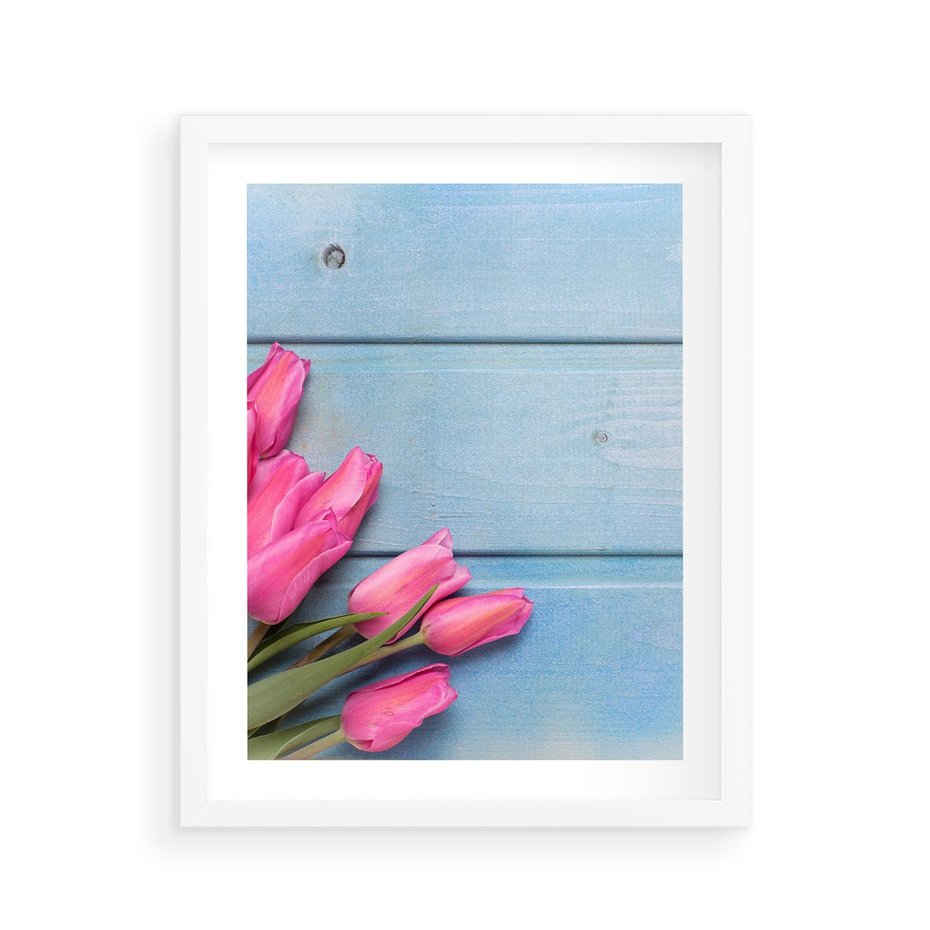 Plakat w ramie 40x50 - Piękno w pełnym rozkwicie - kwiaty, tulipany - rama biała