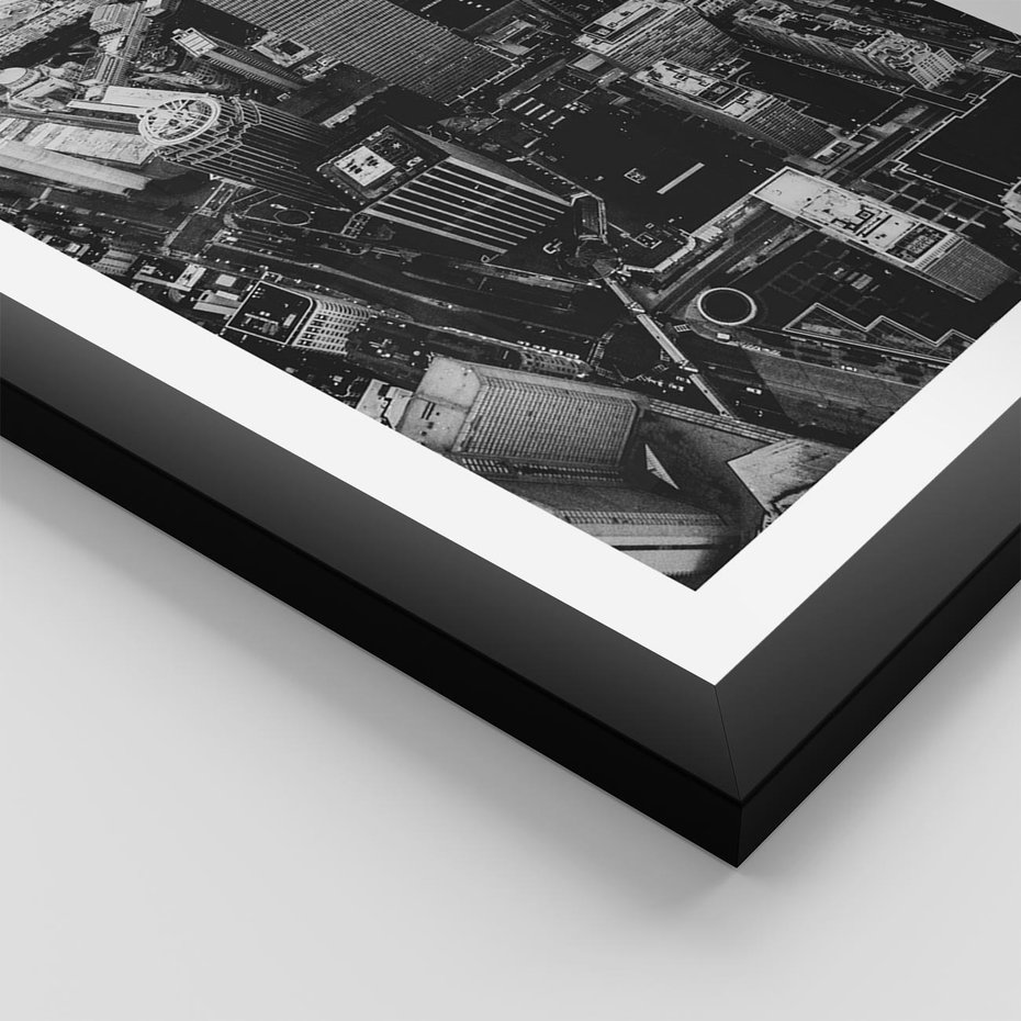 Plakat w ramie 40x50 - Kontrastujące miasto - miasto, biało - rama czarna