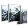 Zestaw obrazy w ramie 30x40 galeria - Zima, góry, suche, trawy, boho - rama biała