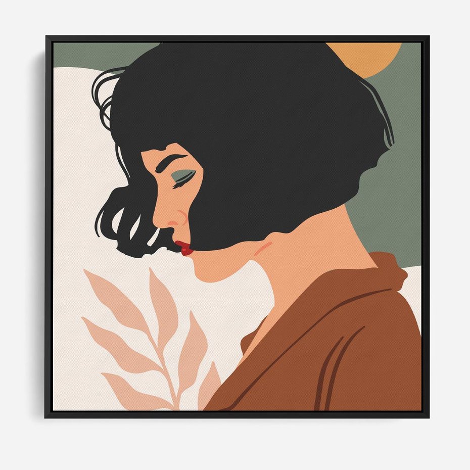 Obraz w ramie 50x50 - Kobieca Pasja - nowoczesny plakat, styl retro - rama czarna