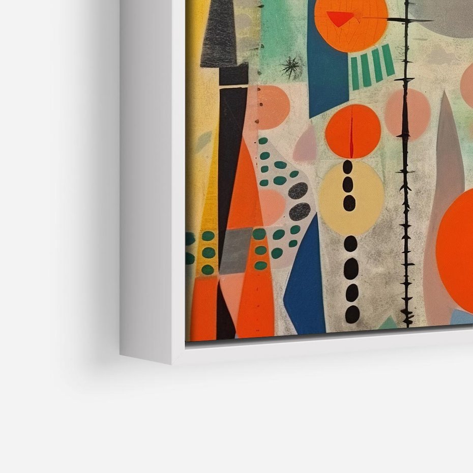 Obraz w ramie 80x80 - Wewnętrzne Zagadki Kształtów - abstrakcyjny obraz, sztuka abstrakcji - rama biała